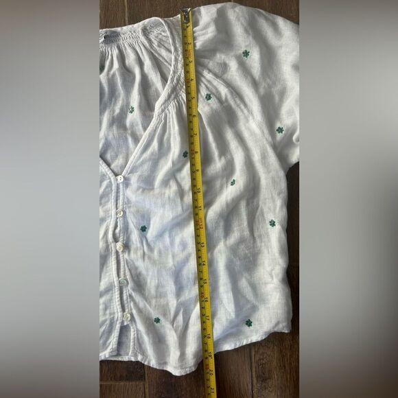 Rails Mariah Blouse Peasant Top Sz XXS-S White Embroidered Daisies Linen NWOT - Picture 6 of 8